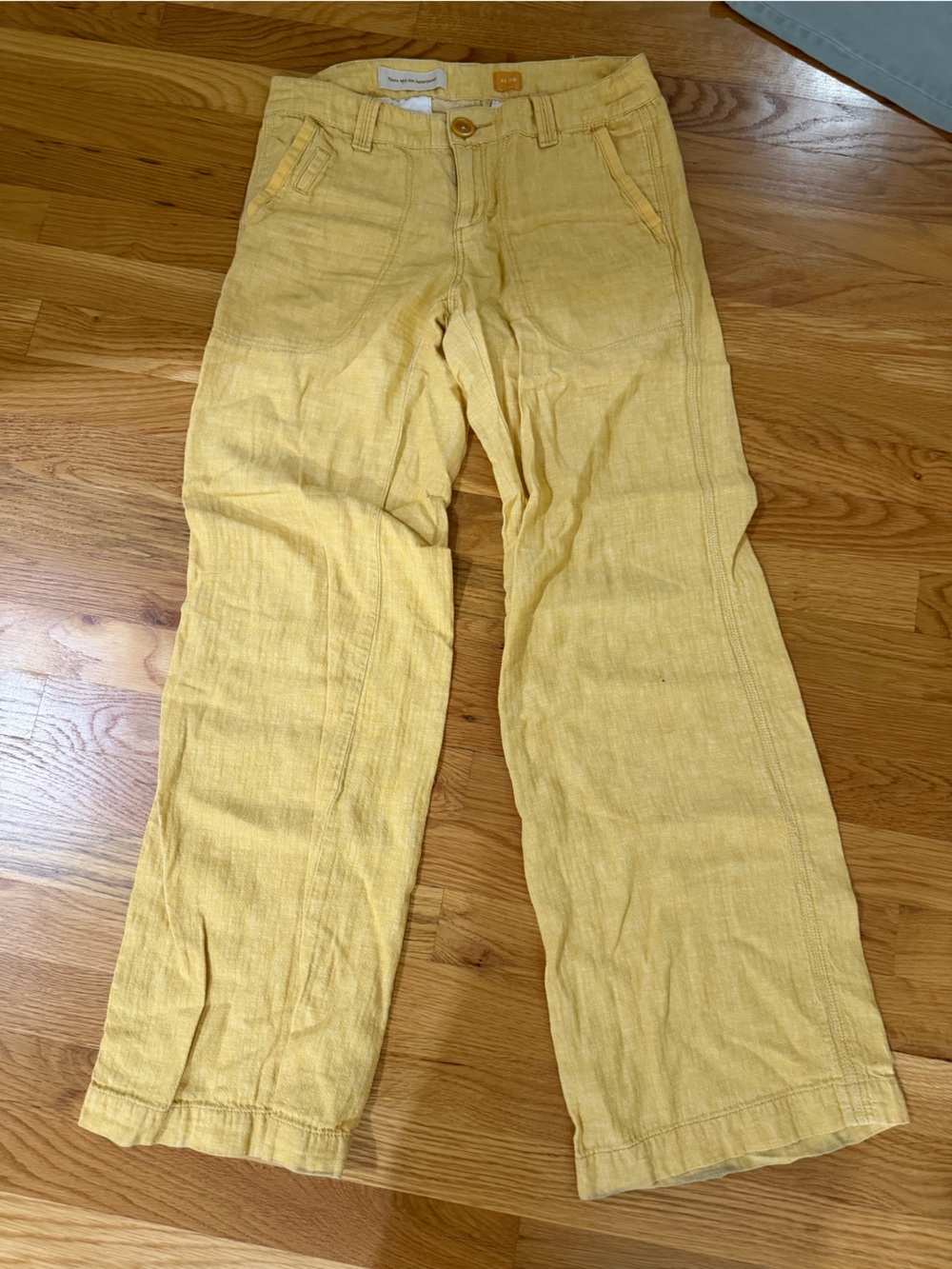 Pilcro Linen Blend Wide-Leg Pants in Mustard Yellow